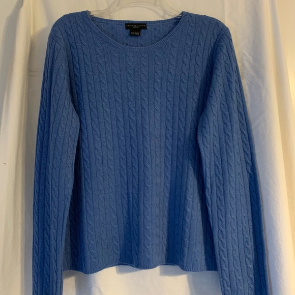 Madison Studio blue cable knit cashmere sweater - Picture 1 of 4